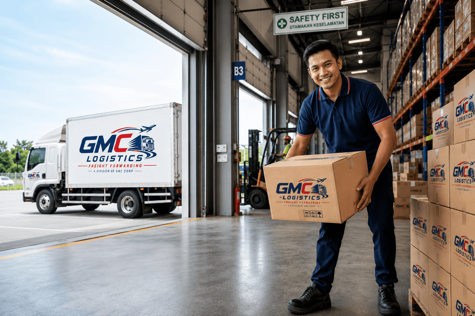 Armada truk GMC Logistics mengangkut material konstruksi dan bahan pangan di jalur Pulau Jawa
